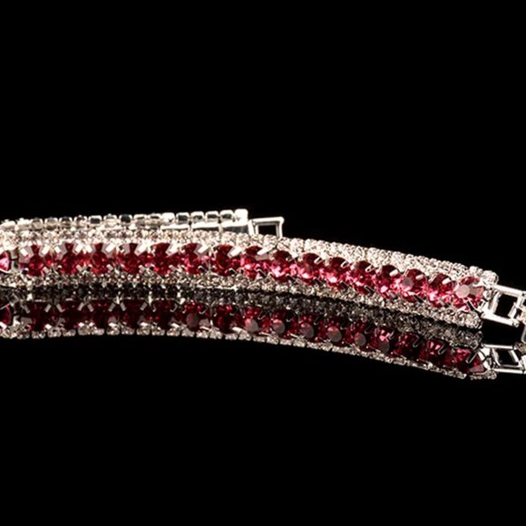 Pink / White Rhinestone Bracelet - Picture 4 of 6